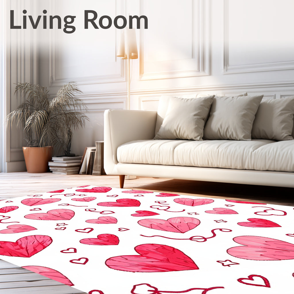 Sweet Pink Heart Collage Rug