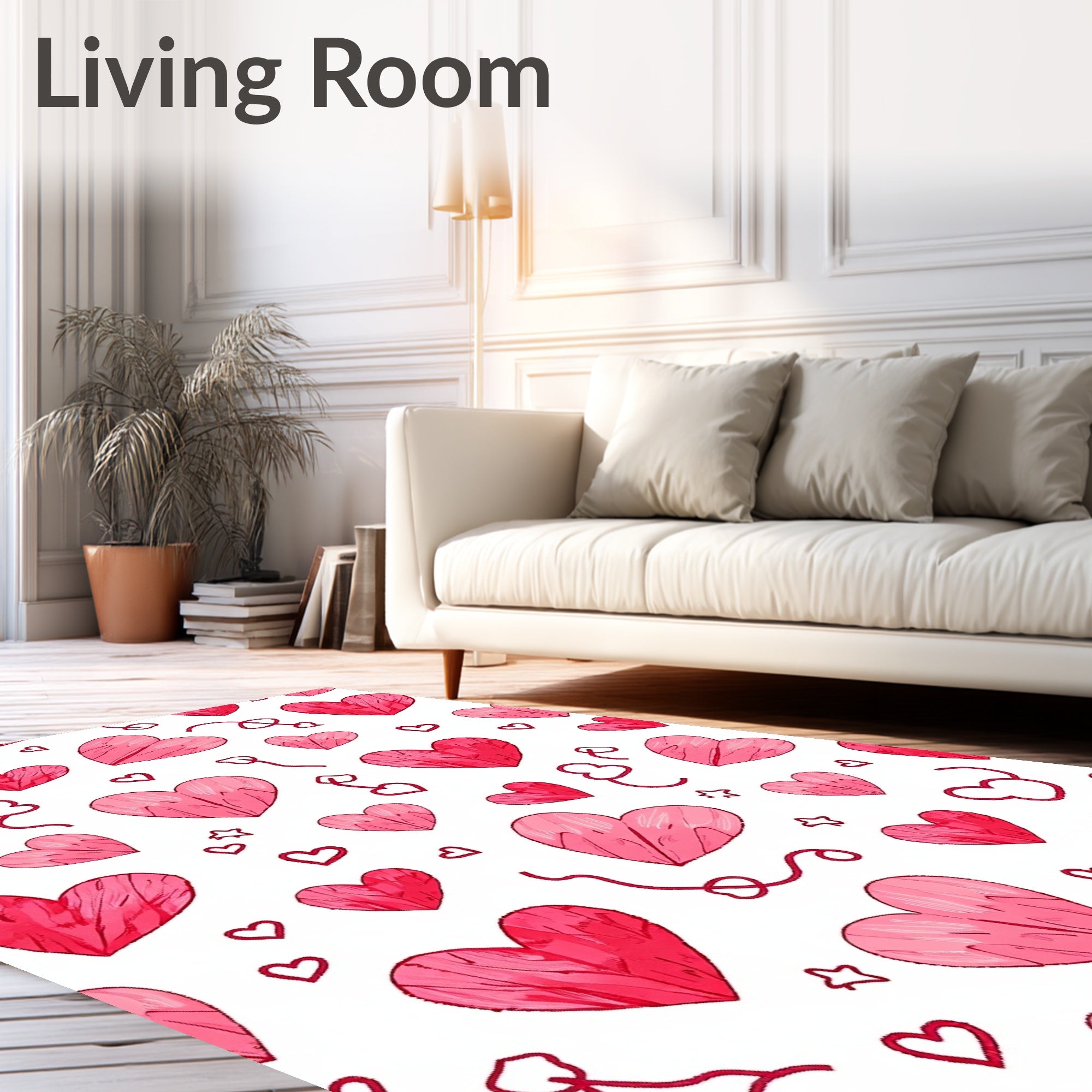 Sweet Pink Heart Collage Rug