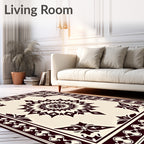 Crimson Medallion Border Cream Rug
