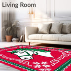 Whimsical Red Green Horse Portrait Rug