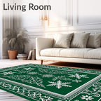 Emerald Green Snowflake Art Deco Rug