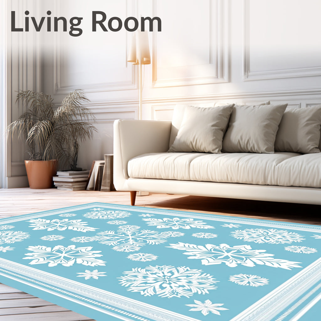 White Snowflake Winter Wonderland Rug