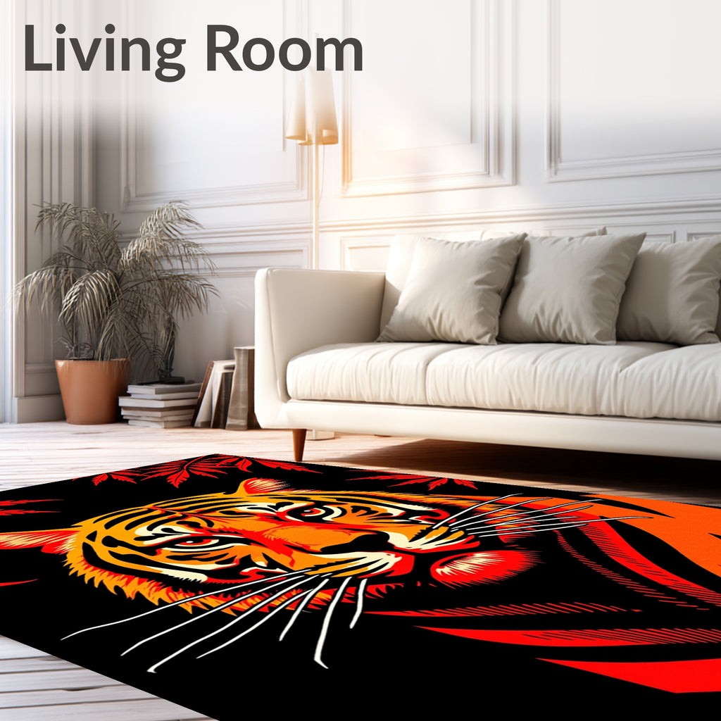 Bold Orange Tiger Red Foliage Rug
