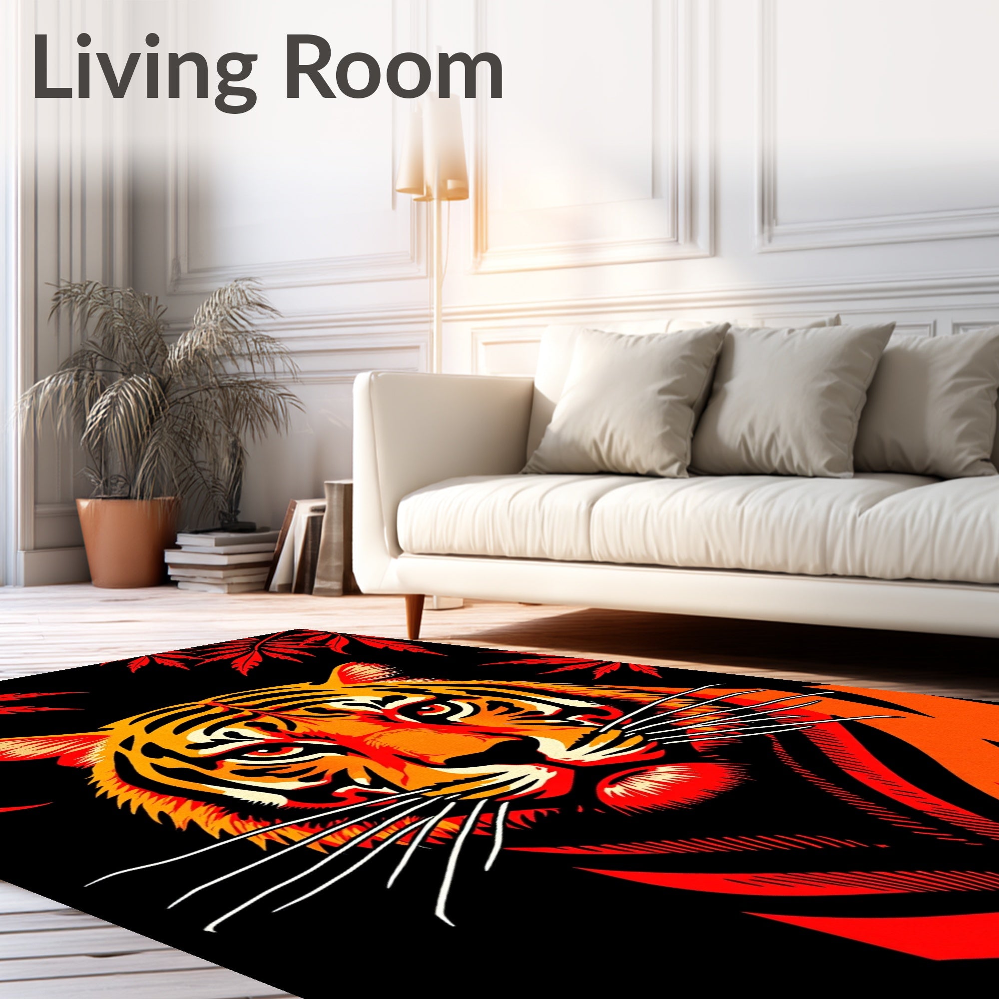 Bold Orange Tiger Red Foliage Rug