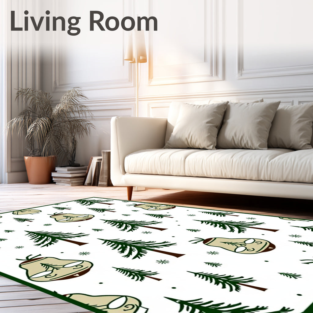 Festive Green Pine Pear Trio Rug