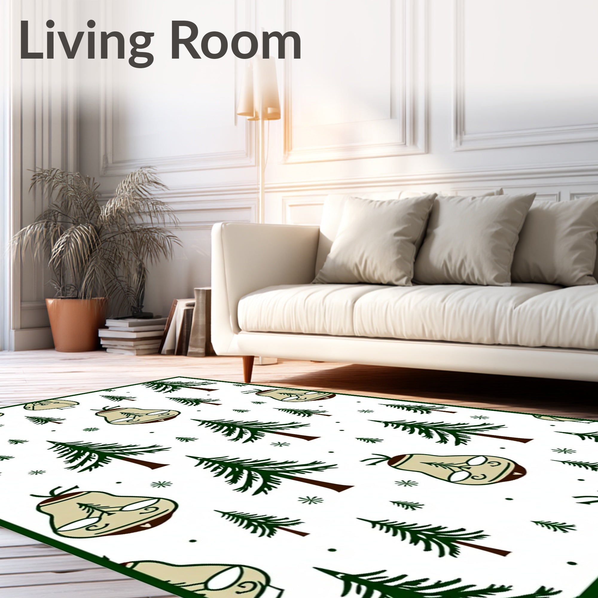 Festive Green Pine Pear Trio Rug