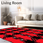 Red and Black Jagged Plaid Rug