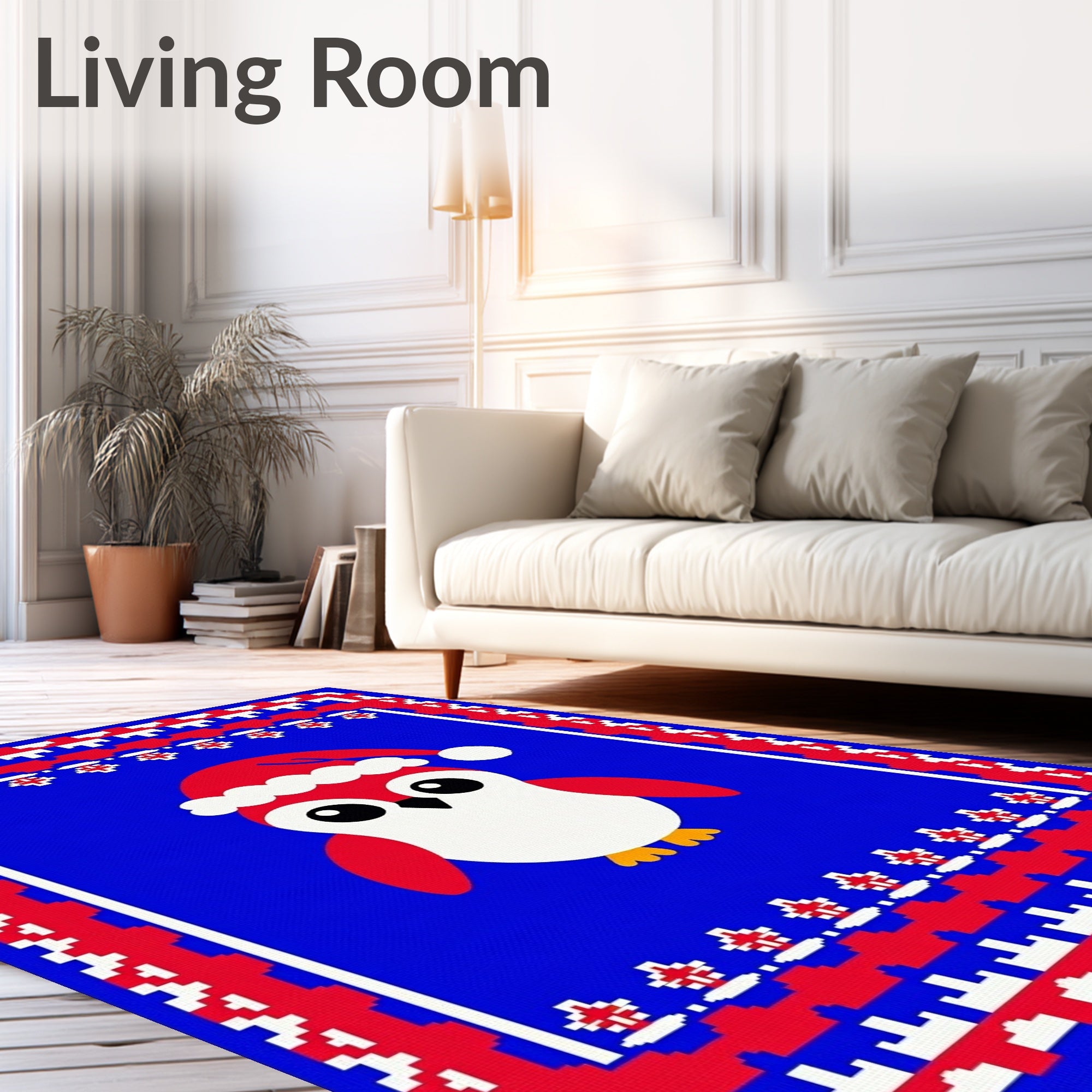 Cute Red Penguin Christmas Sweater Rug