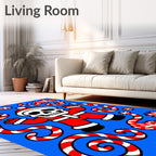 Festive Skull Santa Candy Cane Snowflakes Rug