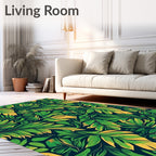 Lush Green Yellow Tropical Foliage Rug