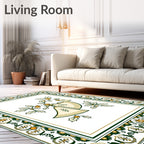 Cream Jingle Bells Holly Border Rug