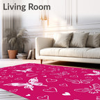 Pink Butterfly Heart Collection Rug
