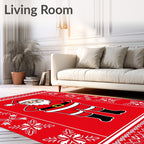 Festive Red Santa Claus Snowflake Border Rug