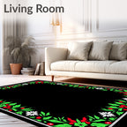 Holly Berry Floral Border Rug