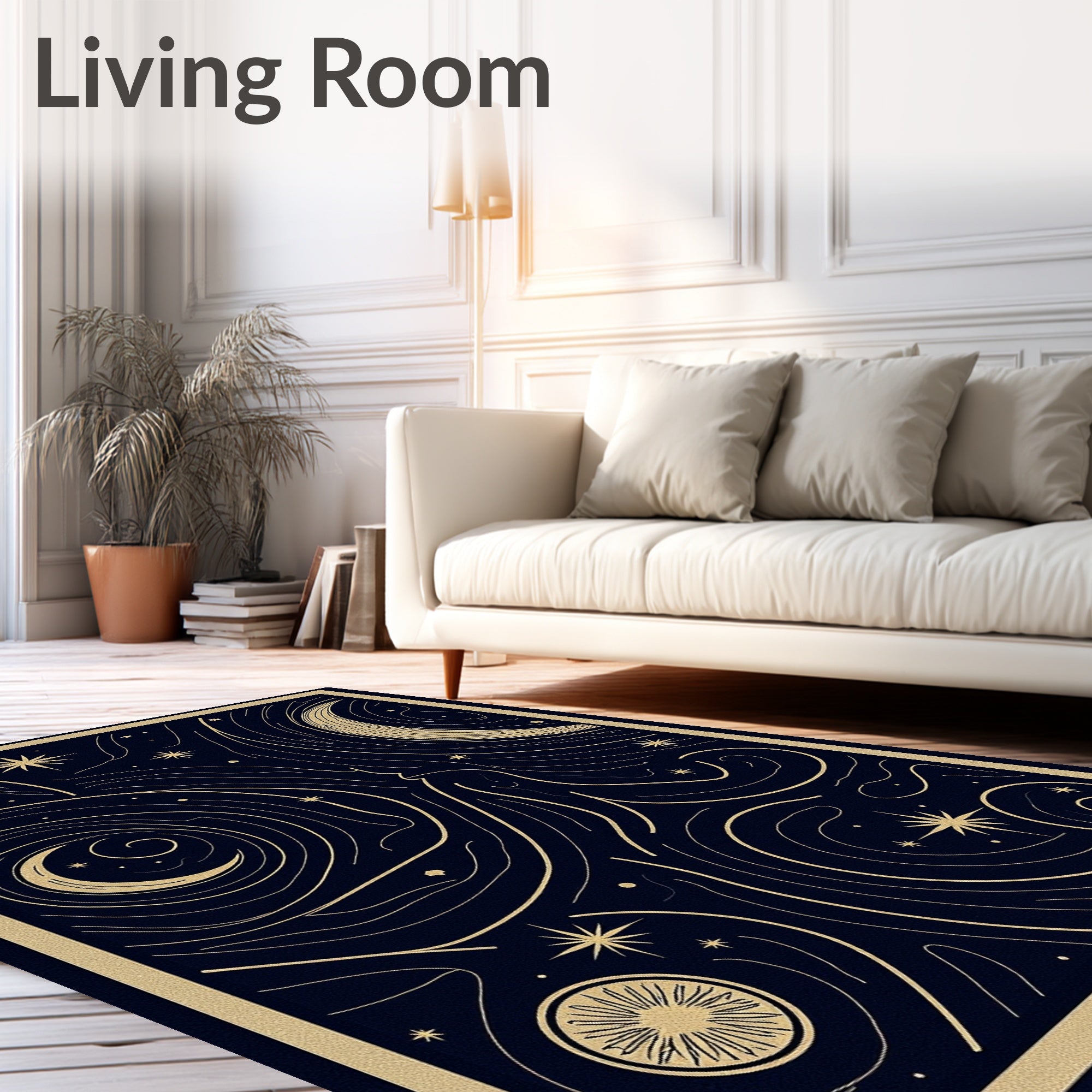 Golden Constellation Night Sky Rug