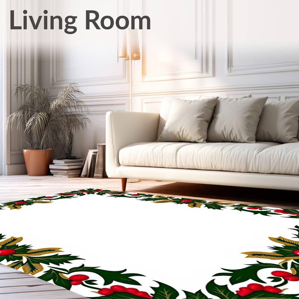 Festive Red Berry Holly Garland Rug