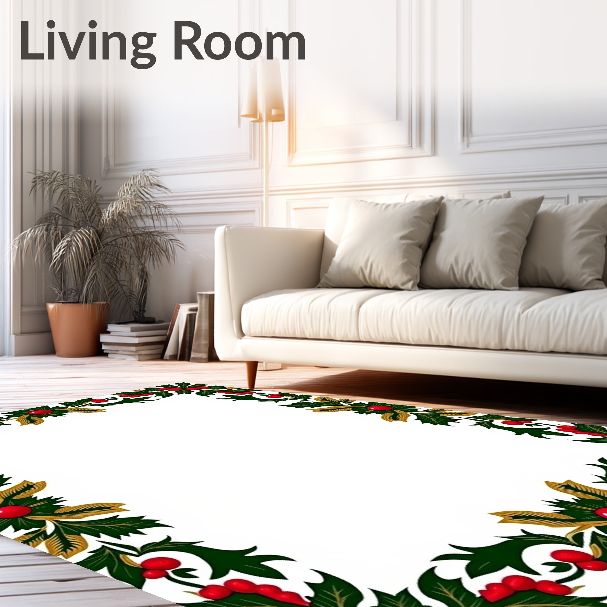 Festive Red Berry Holly Garland Rug