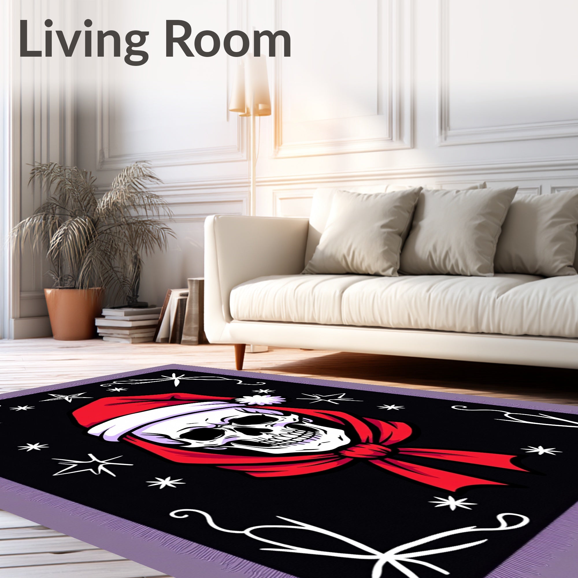 Dark Skull Christmas Star Accents Rug