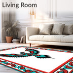 Bold Red Turquoise Eagle Medallion Frame Rug