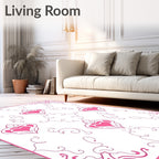 Pink Heart Filigree Swirls Rug