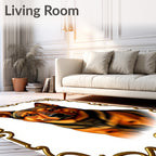 Golden Amber Dog Portrait Frame Rug