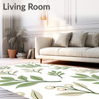 Botanical Sprigs Ivory Cream Greenery Rug