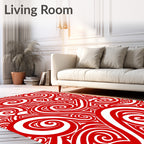 Dynamic Red Swirl Abstract Rug