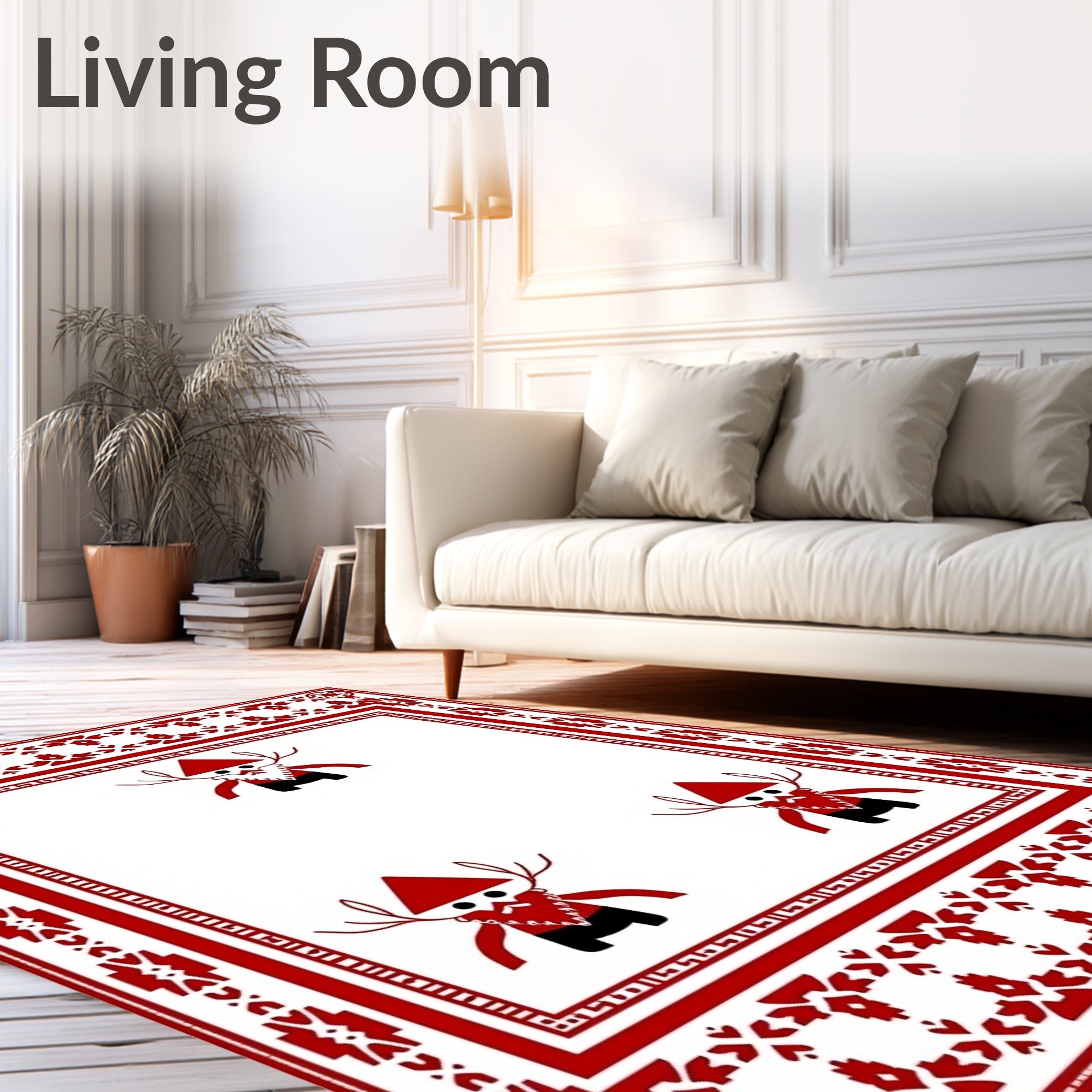 Red Forest Gnome Folk Art Rug