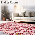 Crimson Berry Leaf Scatter Rug
