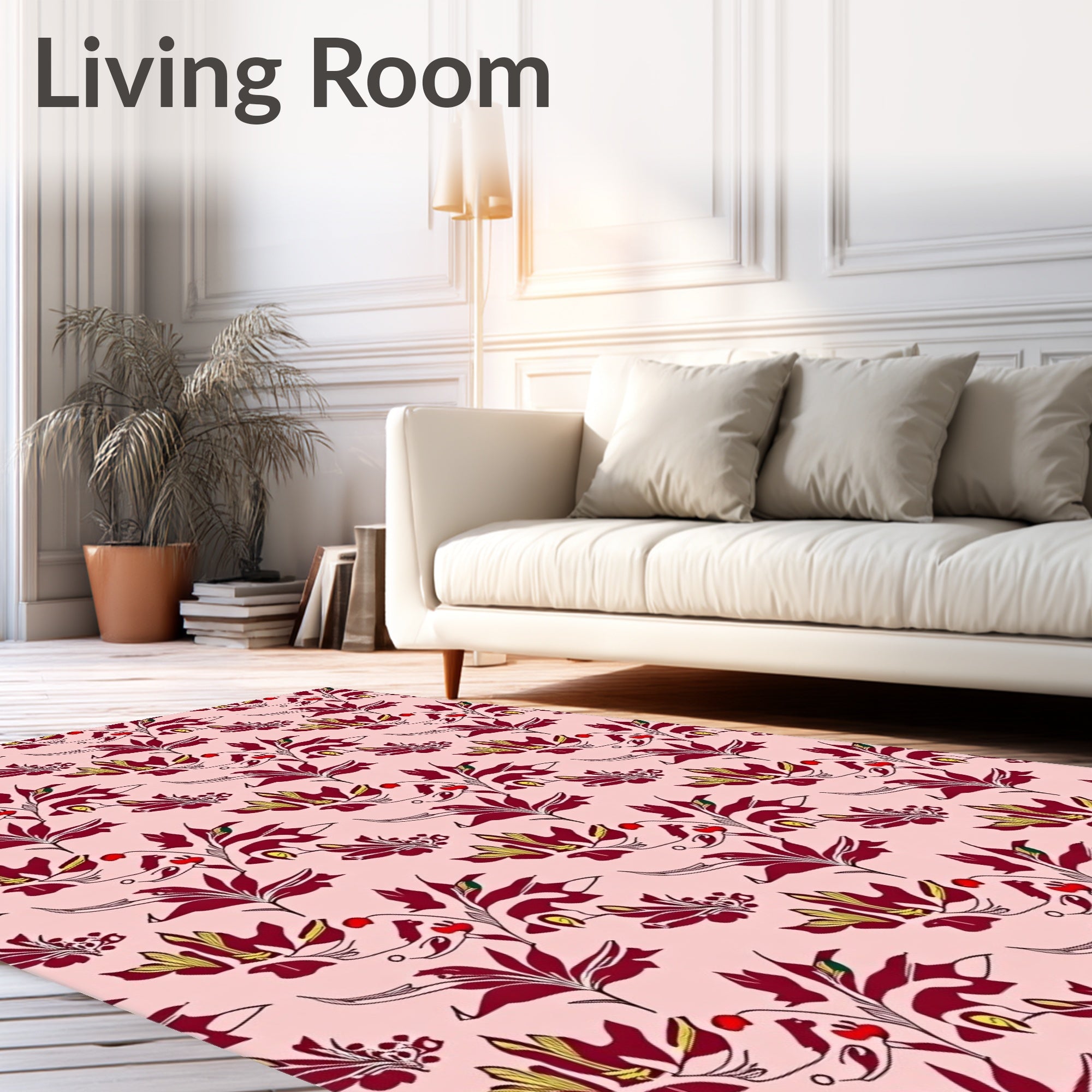 Crimson Berry Leaf Scatter Rug