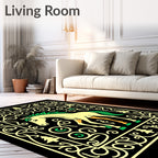 Yellow Horse With Green Mane Border Rug