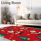 Christmas Red Santa Trees Ornaments Rug