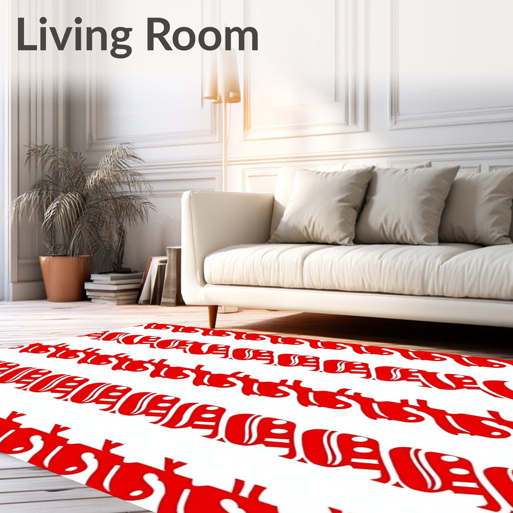 Bold Red Stripe Swirl Runner Rug