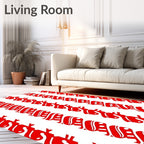 Bold Red Stripe Swirl Runner Rug