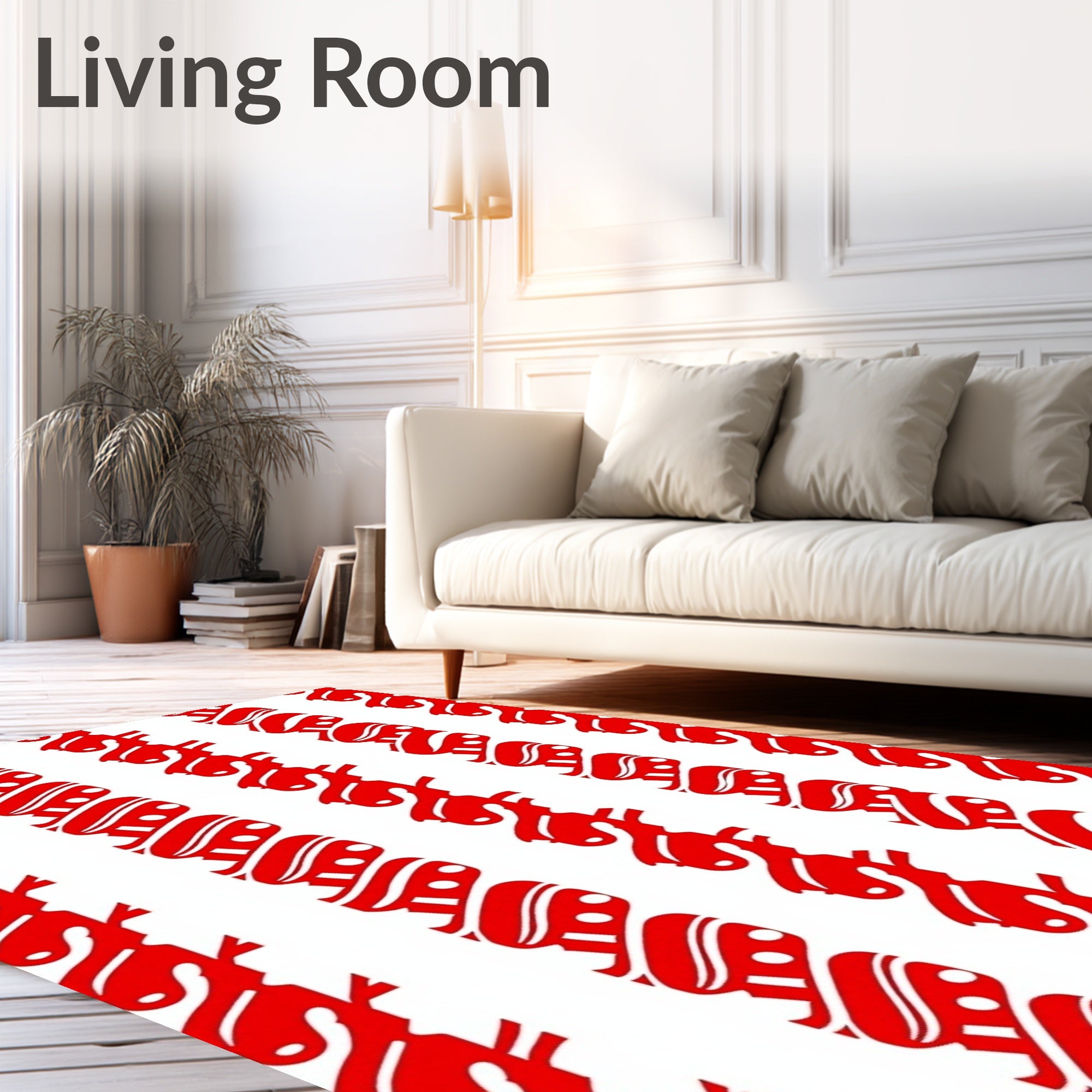 Bold Red Stripe Swirl Runner Rug
