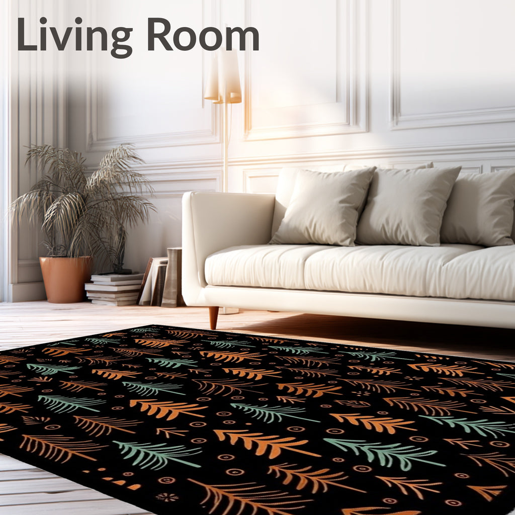 Rustic Amber Forest Trees Rug
