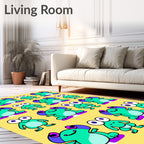 Aqua Frog Characters With Purple Accents Rug
