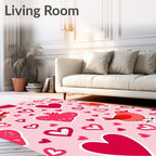 Pink Hearts And Red Birds Repetition Rug