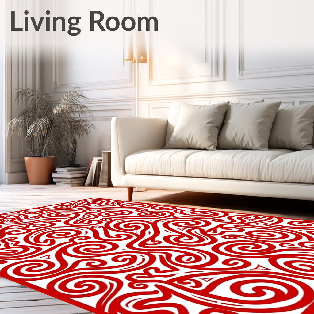 Crimson Swirls Organic Curlicues Rug