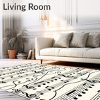 Black Musical Notes Staff Rug