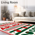 Christmas Red Green Festive Icons Rug