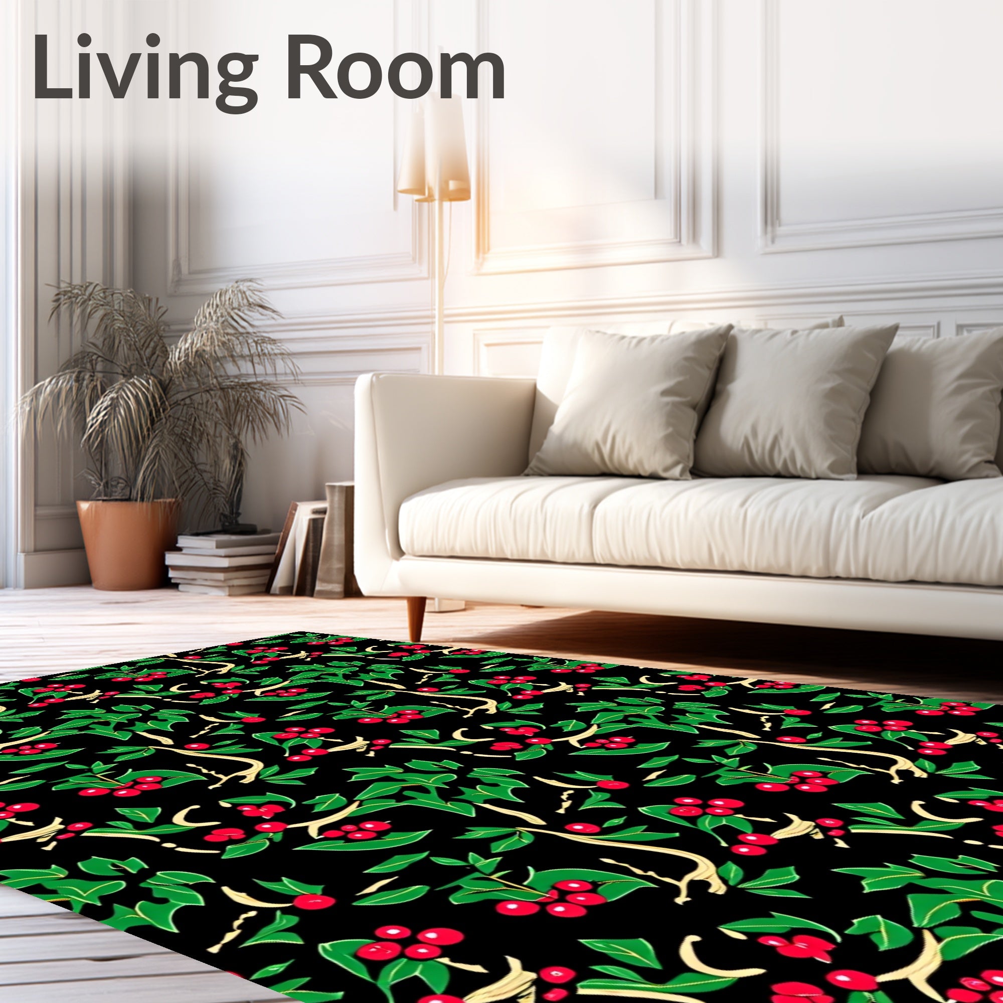 Festive Holly Berry Garland Rug