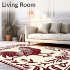 Crimson Rooster Floral Border Rug