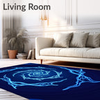 Electric Blue Swirling Neon Vortex Rug