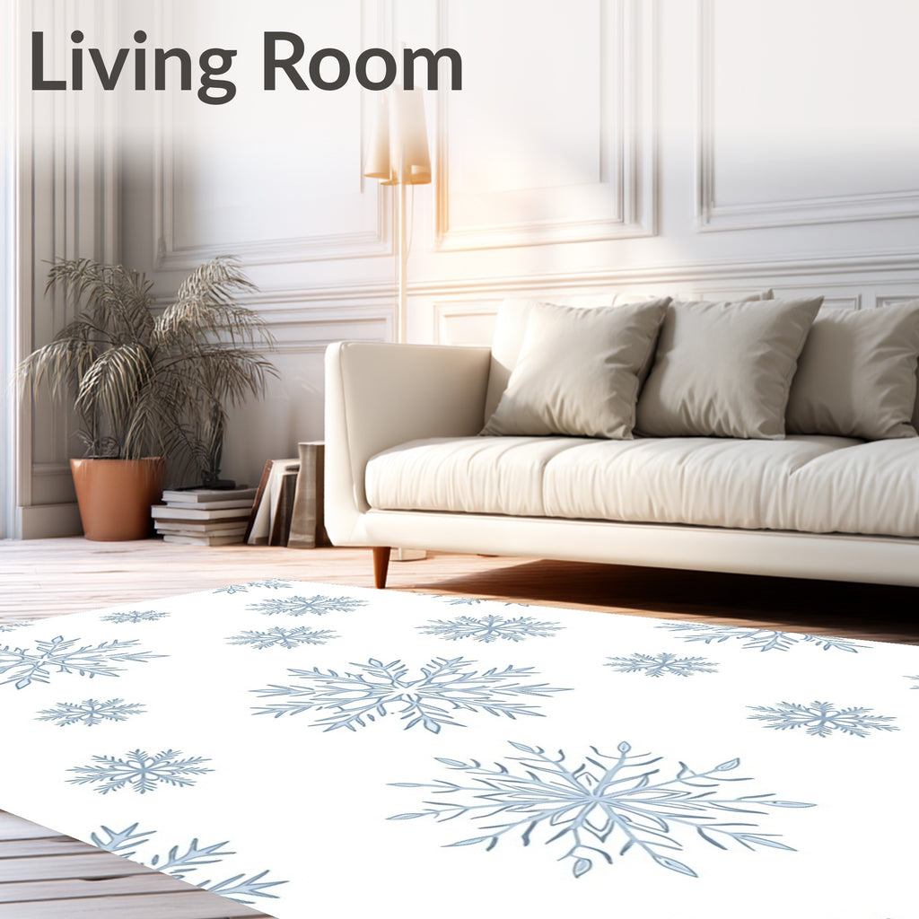 Light Blue Winter Snowflake Scatter Rug