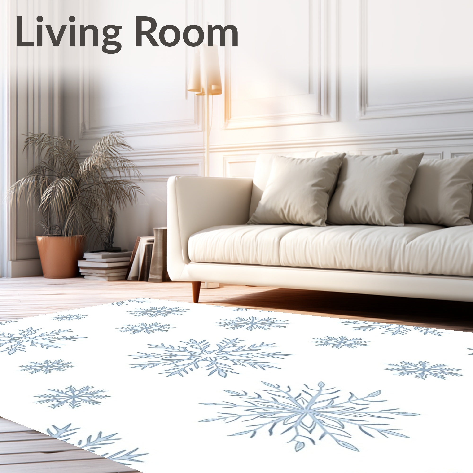Light Blue Winter Snowflake Scatter Rug