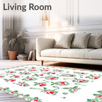 Crimson Bells Green Fir Wreath Border Rug