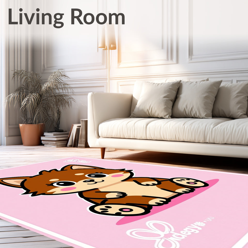 Cute Brown Shiba Inu Puppy Portrait Rug