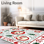 Festive Red Green Cat Christmas Ornament Rug