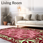 Crimson Floral Hearts Border Rug